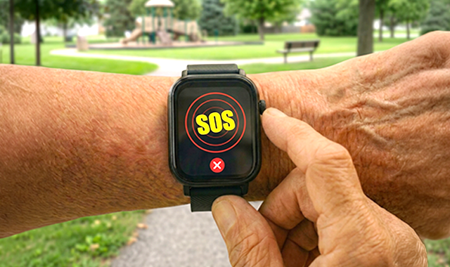 Press the SOS button on the smartwatch to call the 24/7 monitoring centre.