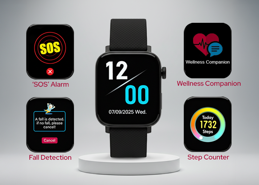 PulseAlert Active medical alert smartwatch — fall detection and SOS for active seniors.